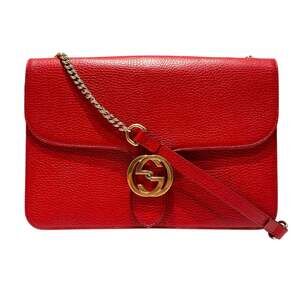 GUCCI Red Leather Shoulder Bag